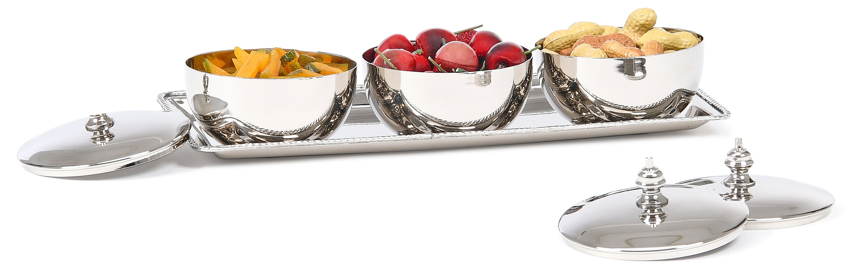 Tray & 3 Bowl with Lid