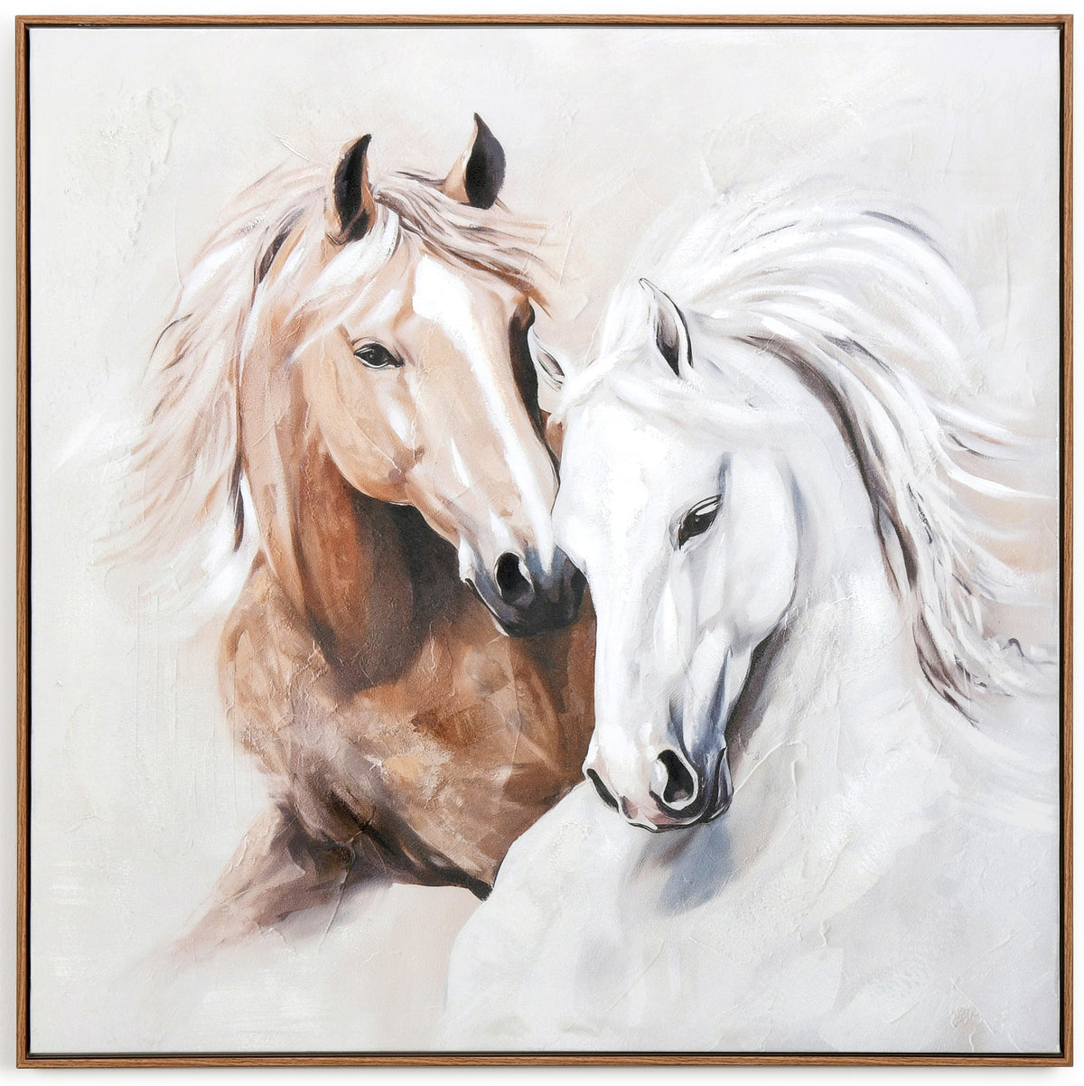 Flirting Horses. 83x83 cm