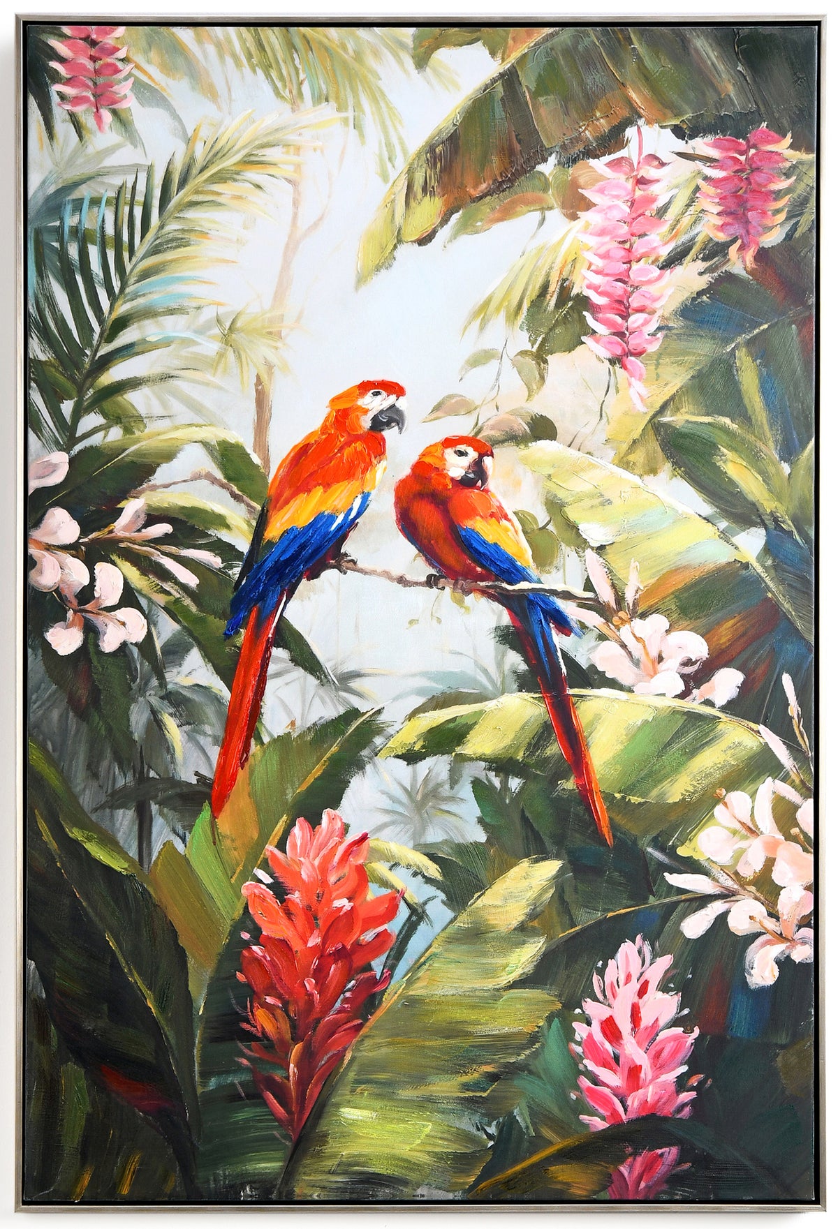 Flirting Parrots. 83x123 cm